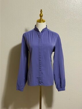 Pendleton Vintage Secretary Blouse Periwinkle Blue Sz 12 USA Made Women’s